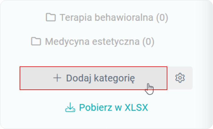 Wejdź w możliwość dodania kategorii