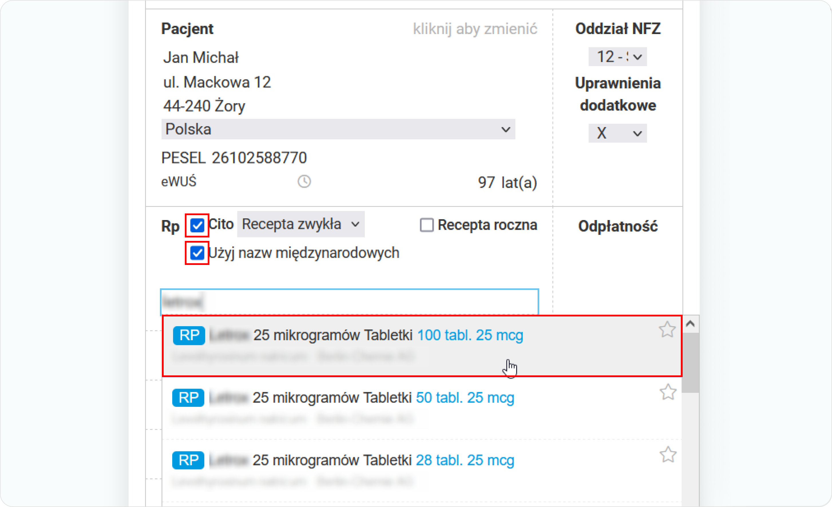 Wpisz nazwę leku lub substancji