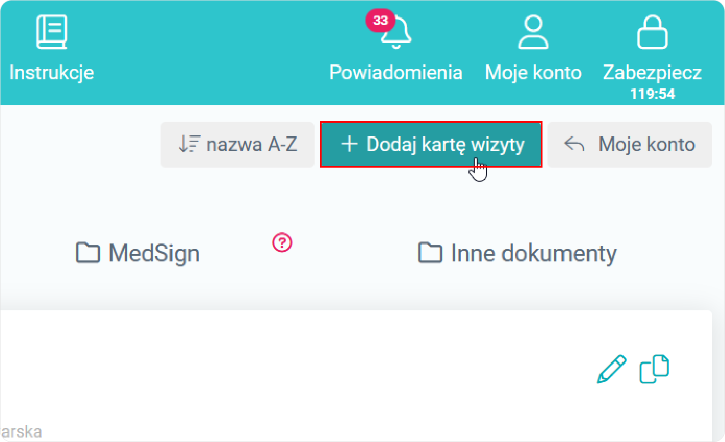 Dodaj nową kartę wizyty