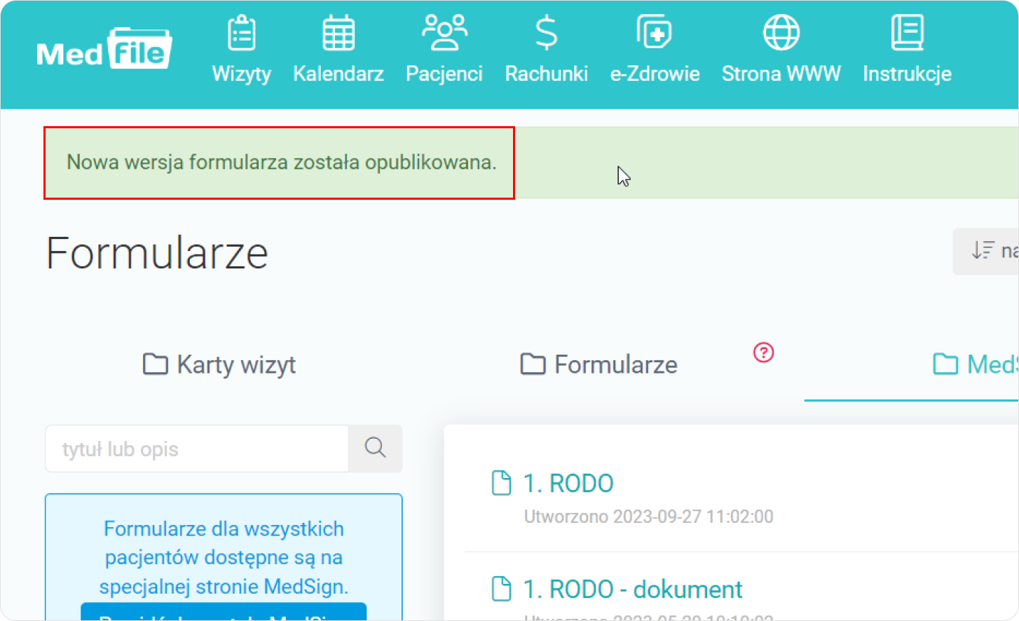 Publikuj nową wersję formularza