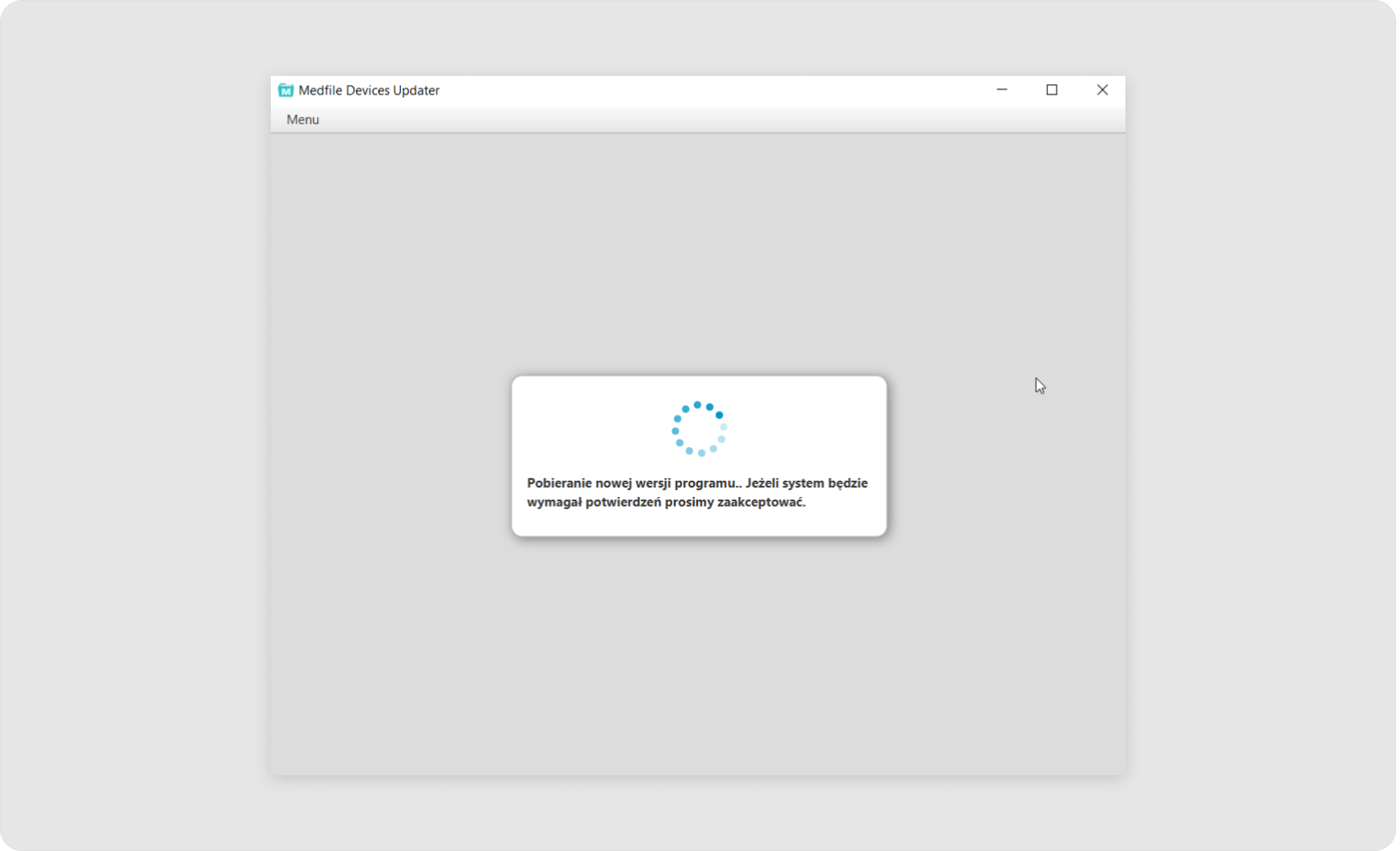 Poczekaj na pobranie nowej wersji programu