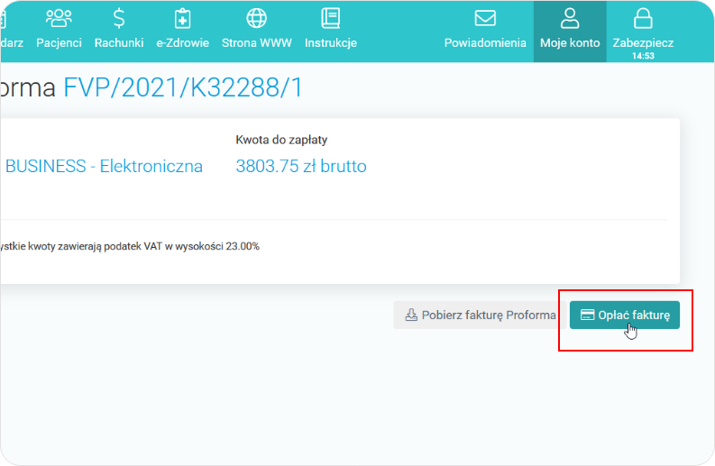 Wybierz opłać fakturę konto Business