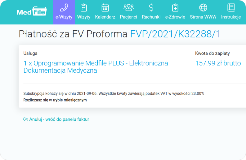 Płatność za FV proforma