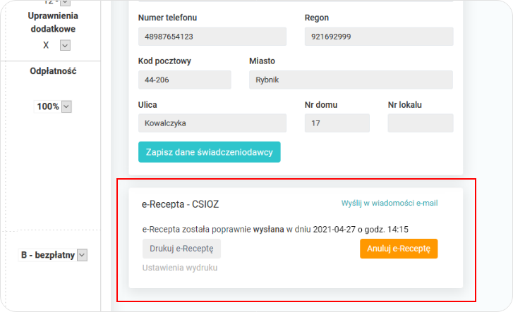 Proces wystawienia e-Recepty przebiegł prawidłowo