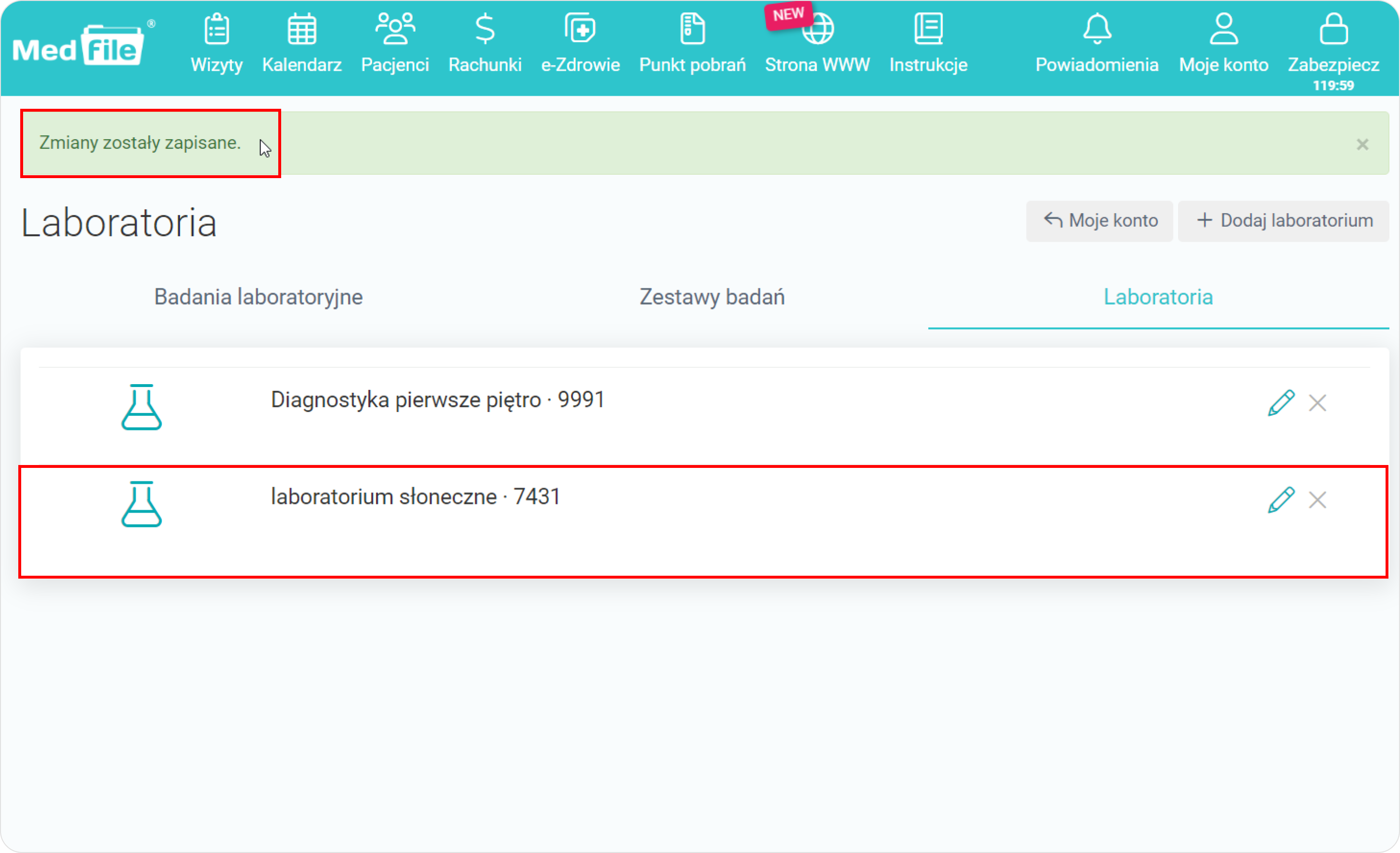 Zobacz komunikat o poprawnym zapisie danych 