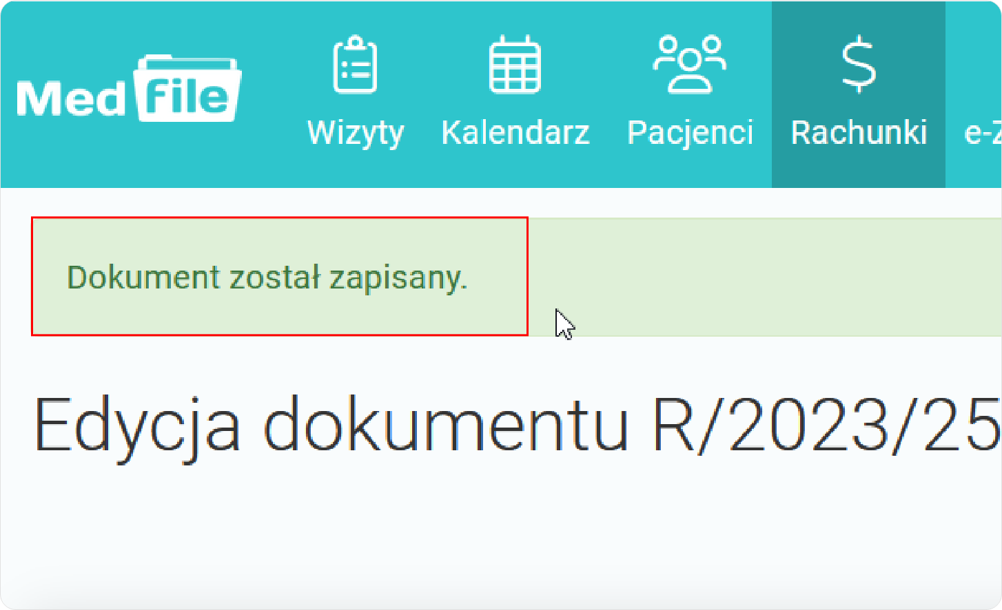 Komunikat o zapisie danych