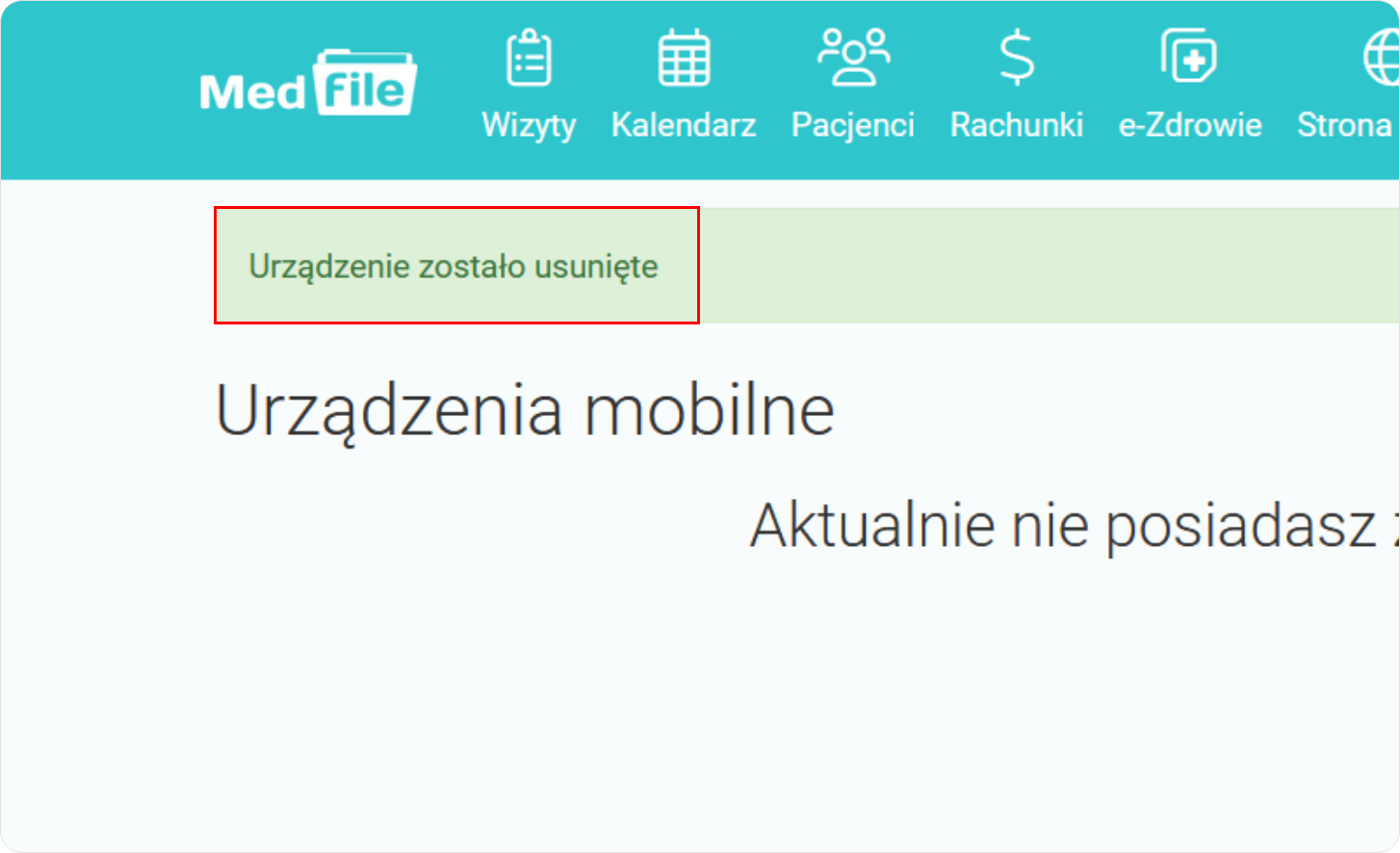 Komunikat potwierdzający usunięcie