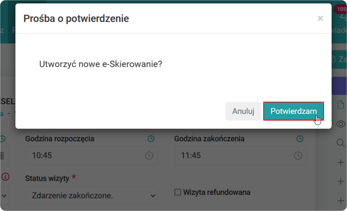 Potwierdź utworzenie nowego e-Skierowania  