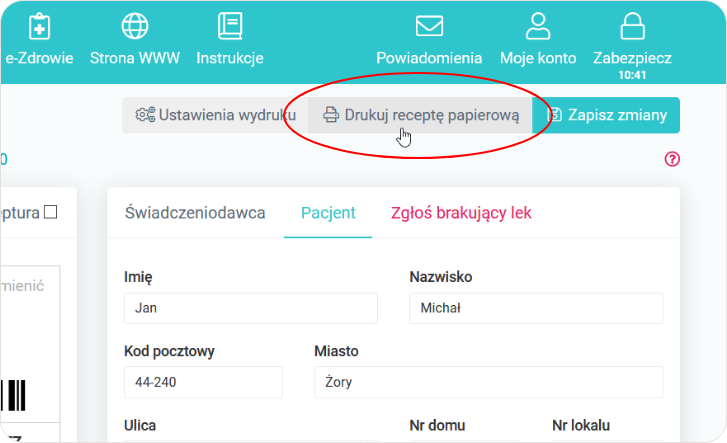 Przejdź do drukowania recepty