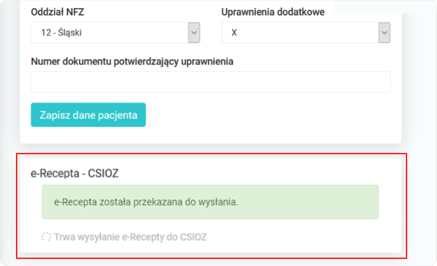 Wyślij e-Receptę do CSIOZ