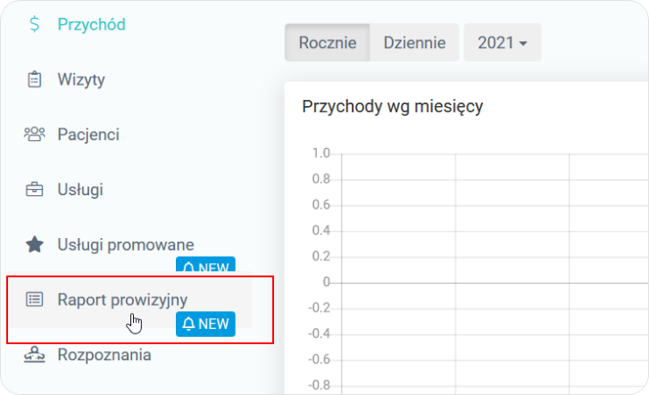 Kliknij w Raport prowizyjny