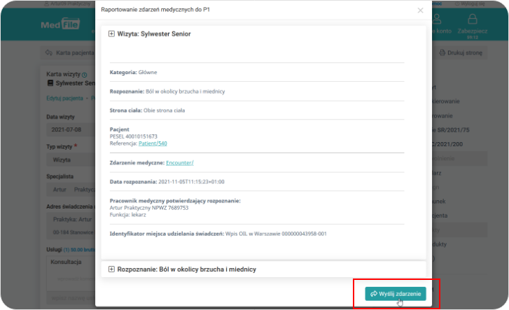 Raportowanie zdarzeń medycznych do P1