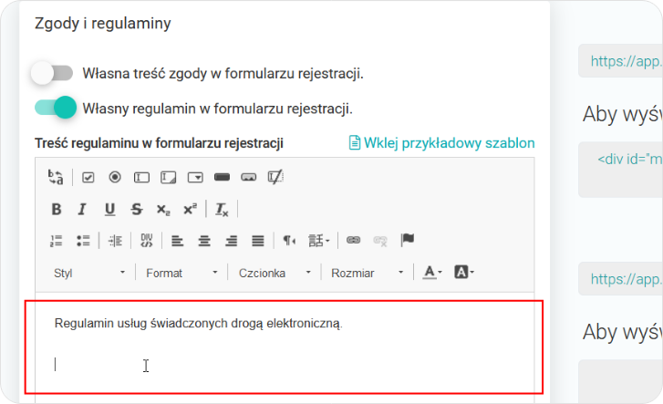 Wpisz regulamin usług świadczonych drogą elektroniczną