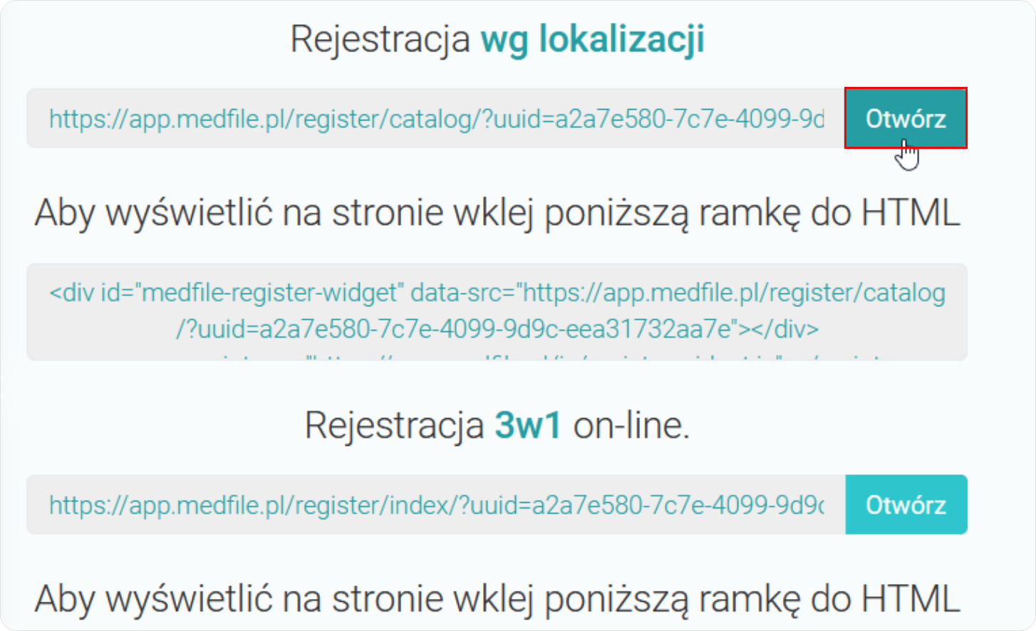 Przejdź do rejestracji wg lokalizacji