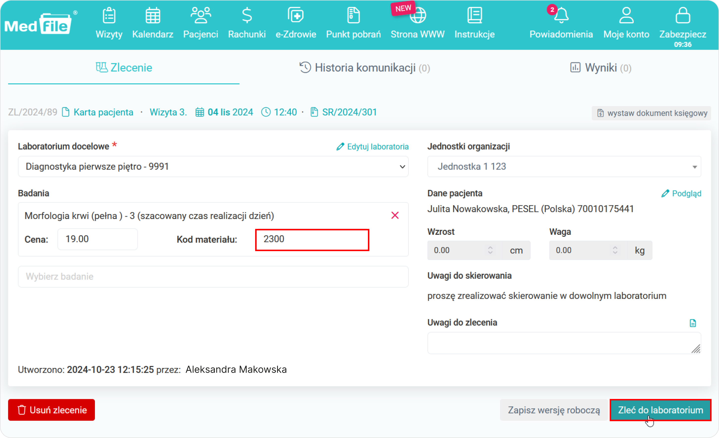 Zleć skierowanie do laboratorium 