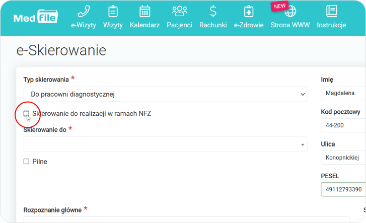 Skierowanie do realizacji w ramach NFZ