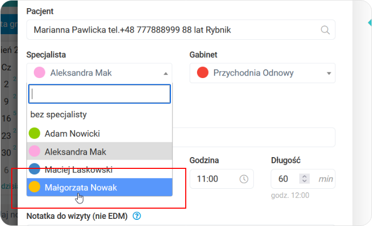 Wybierz specjalistę