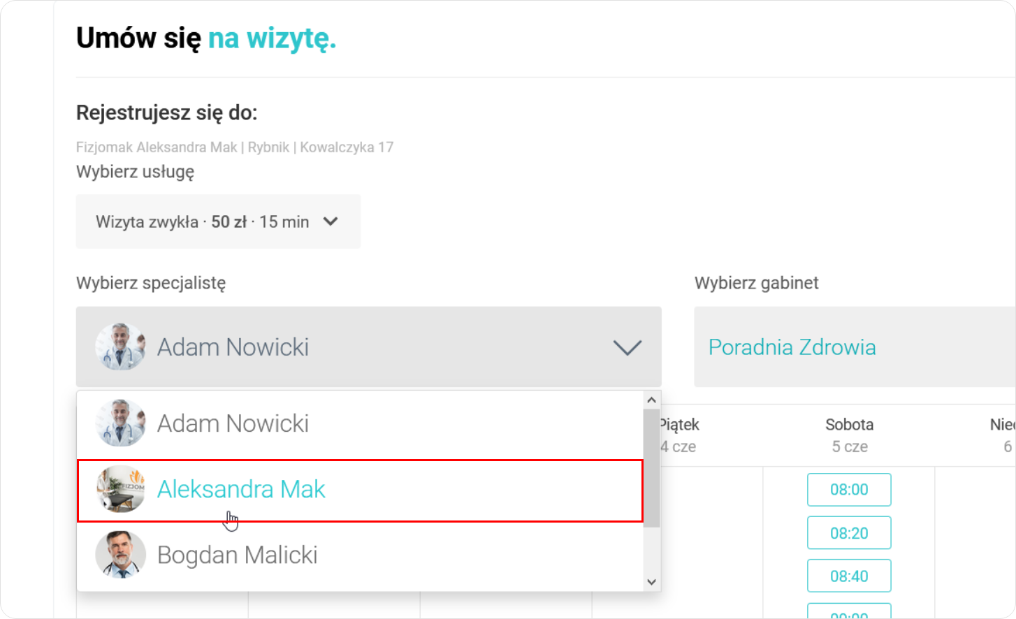 Wybierz specjalistę w rejestracji 3w1