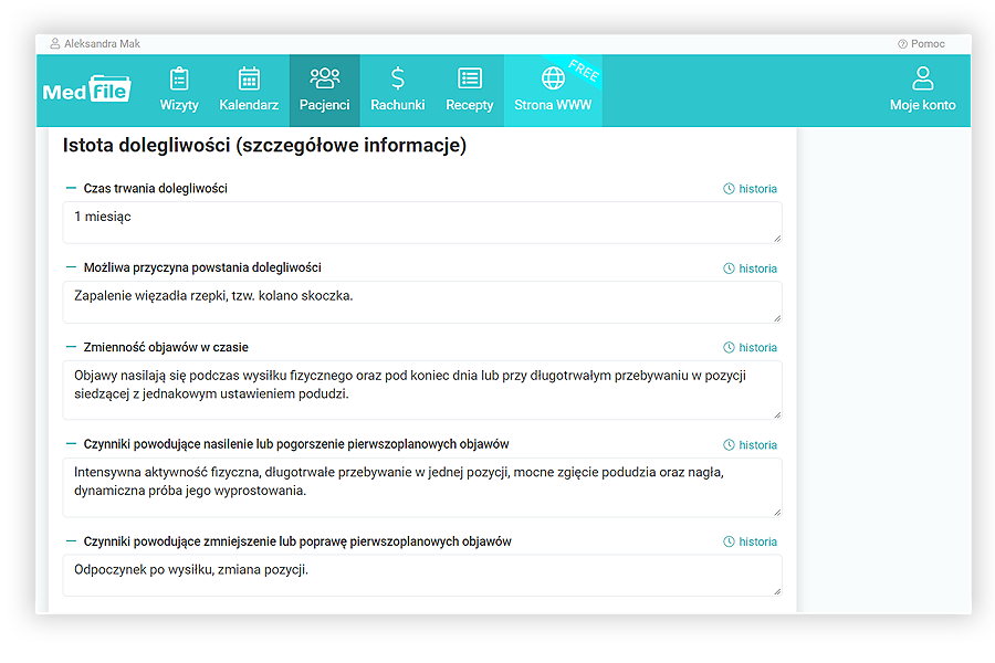 Istota dolegliwości – szczegółowe informacje