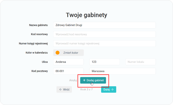 Uzupełnij Twoje gabinety