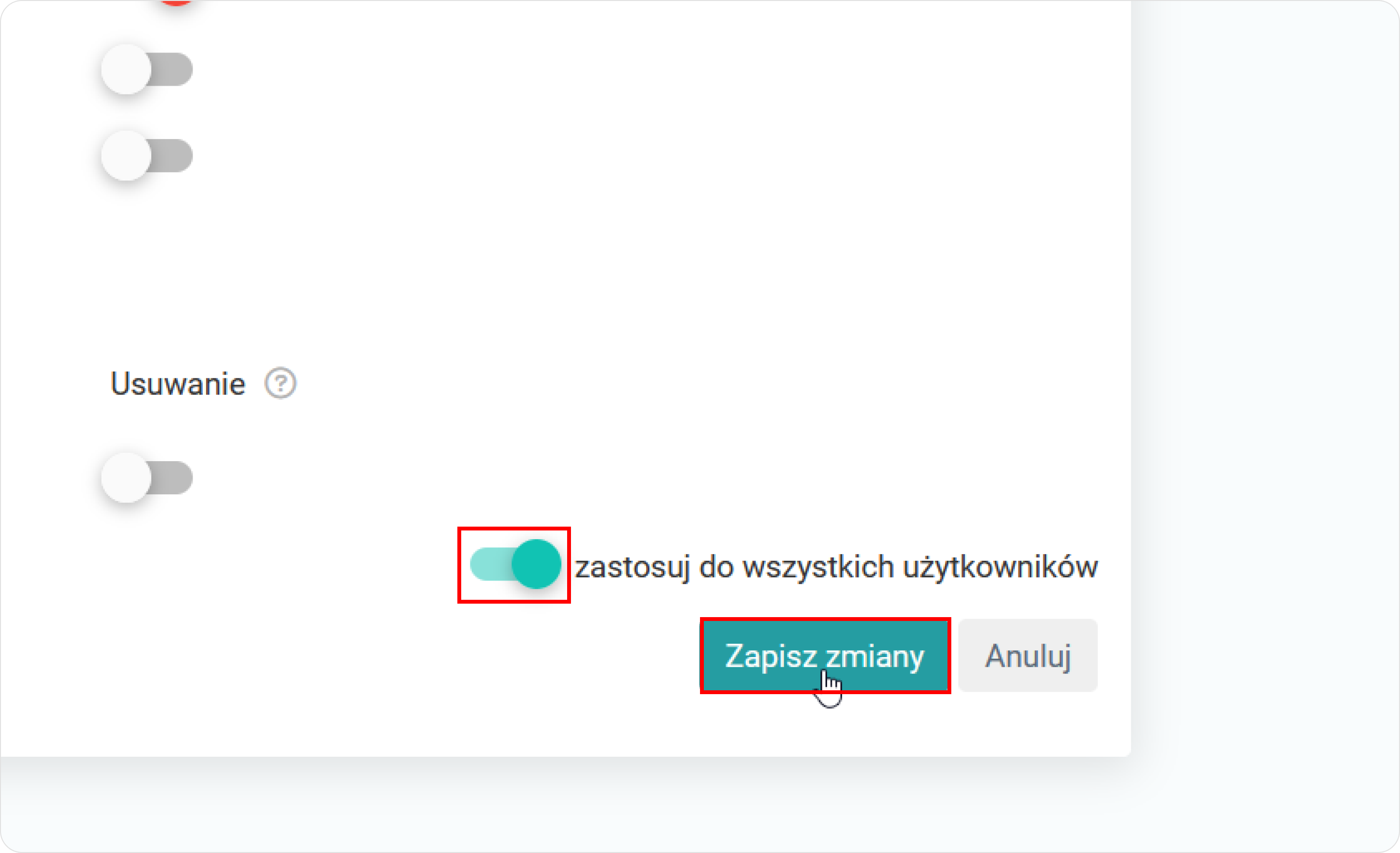 Zastosuj uprawnienia do wszystkich użytkowników