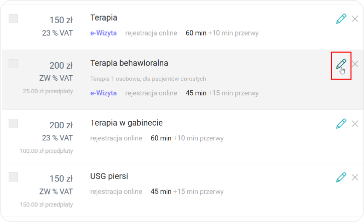 Wyświetl usługę w usługach 