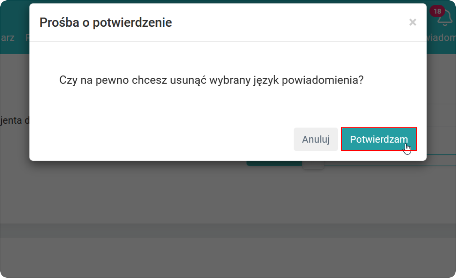 Potwierdź usunięcia powiadomienia