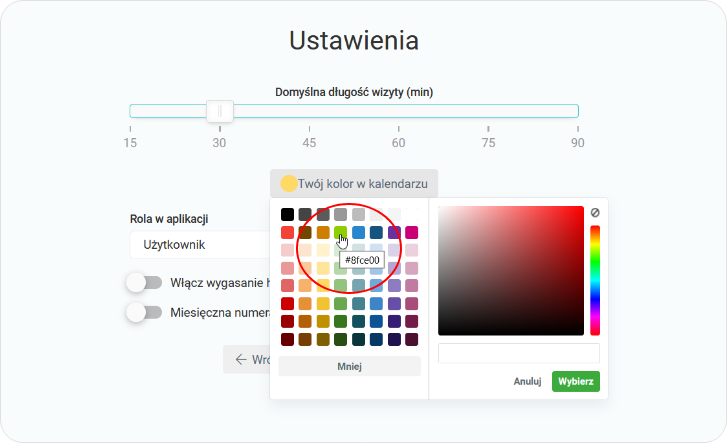 Ustaw domyślną długość wizyty