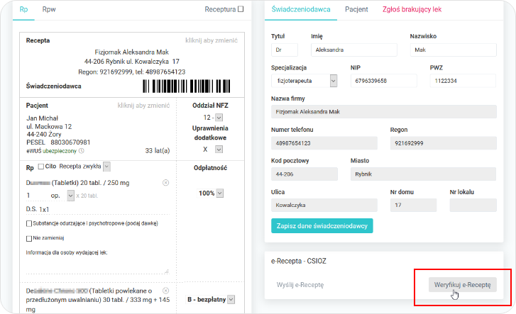 Weryfikuj e-Receptę