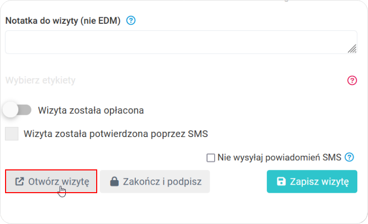 Otwórz wizytę pacjenta