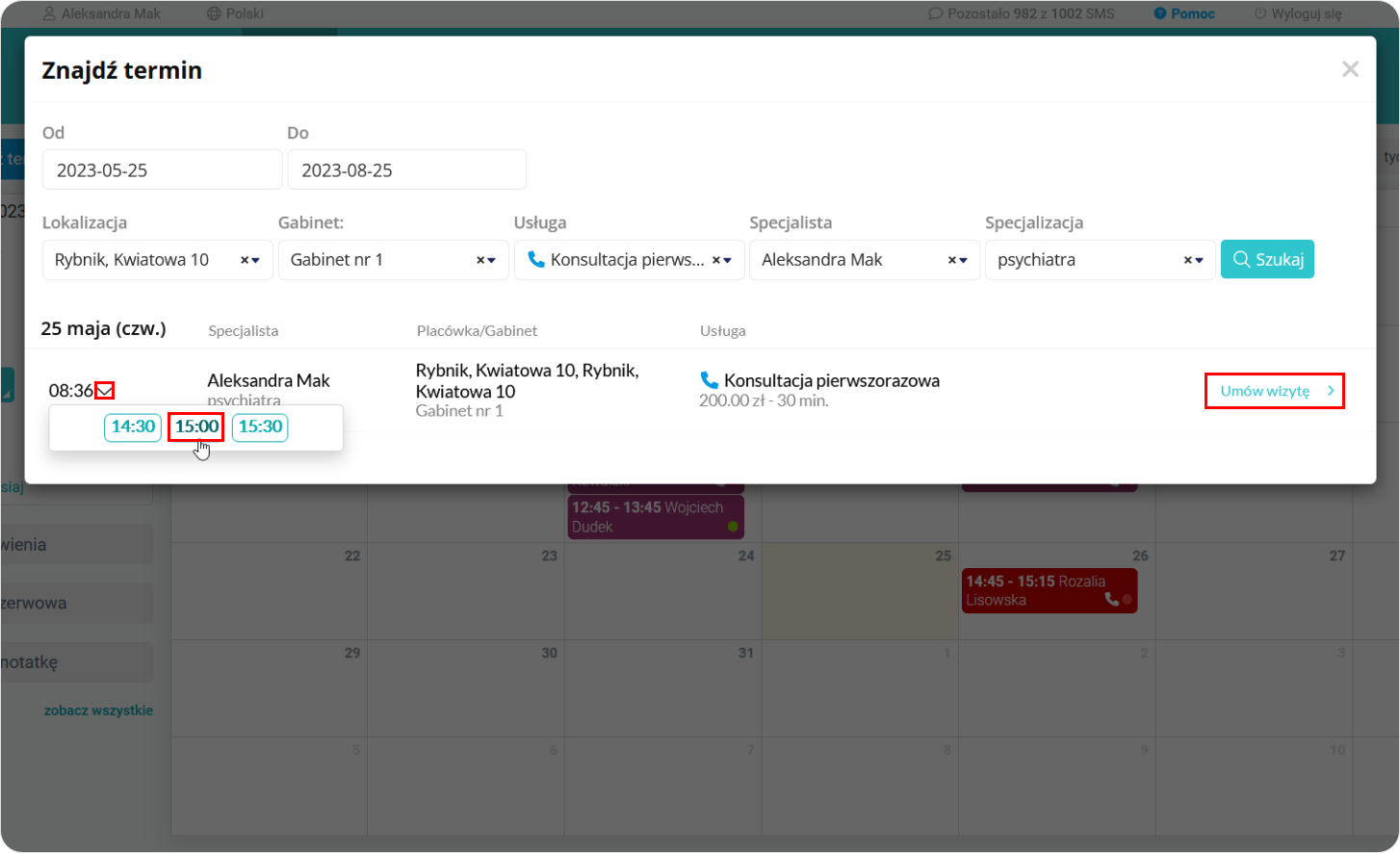 Wybierz wolny termin u specjalisty 