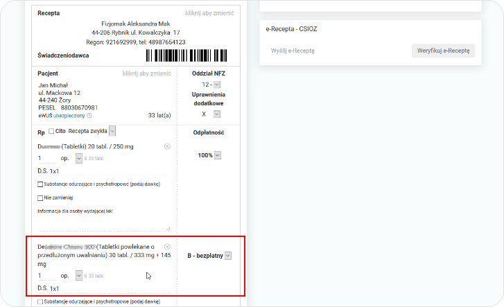 Lek pojawia się na recepcie elektronicznej