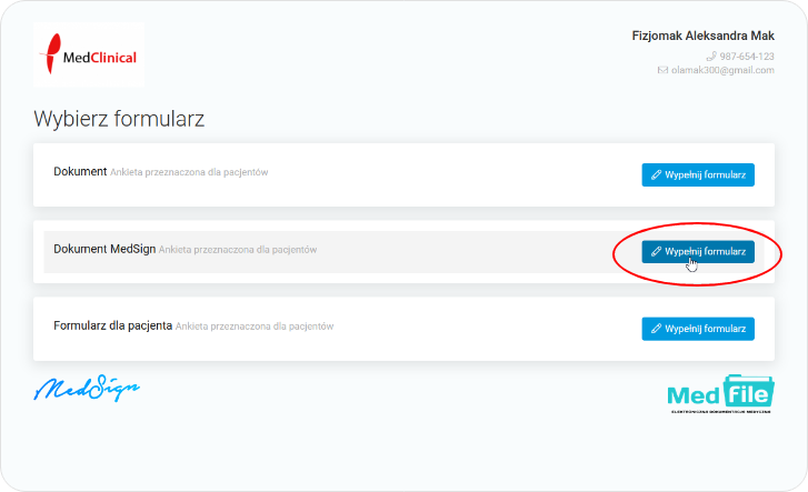 Wypełnij formularz MedSign