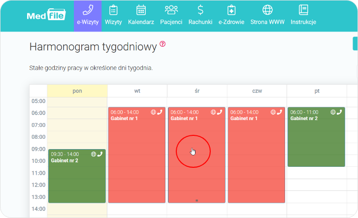 Wybierz dzień w tygodniu z ustawionym harmonogramem tygodniowym