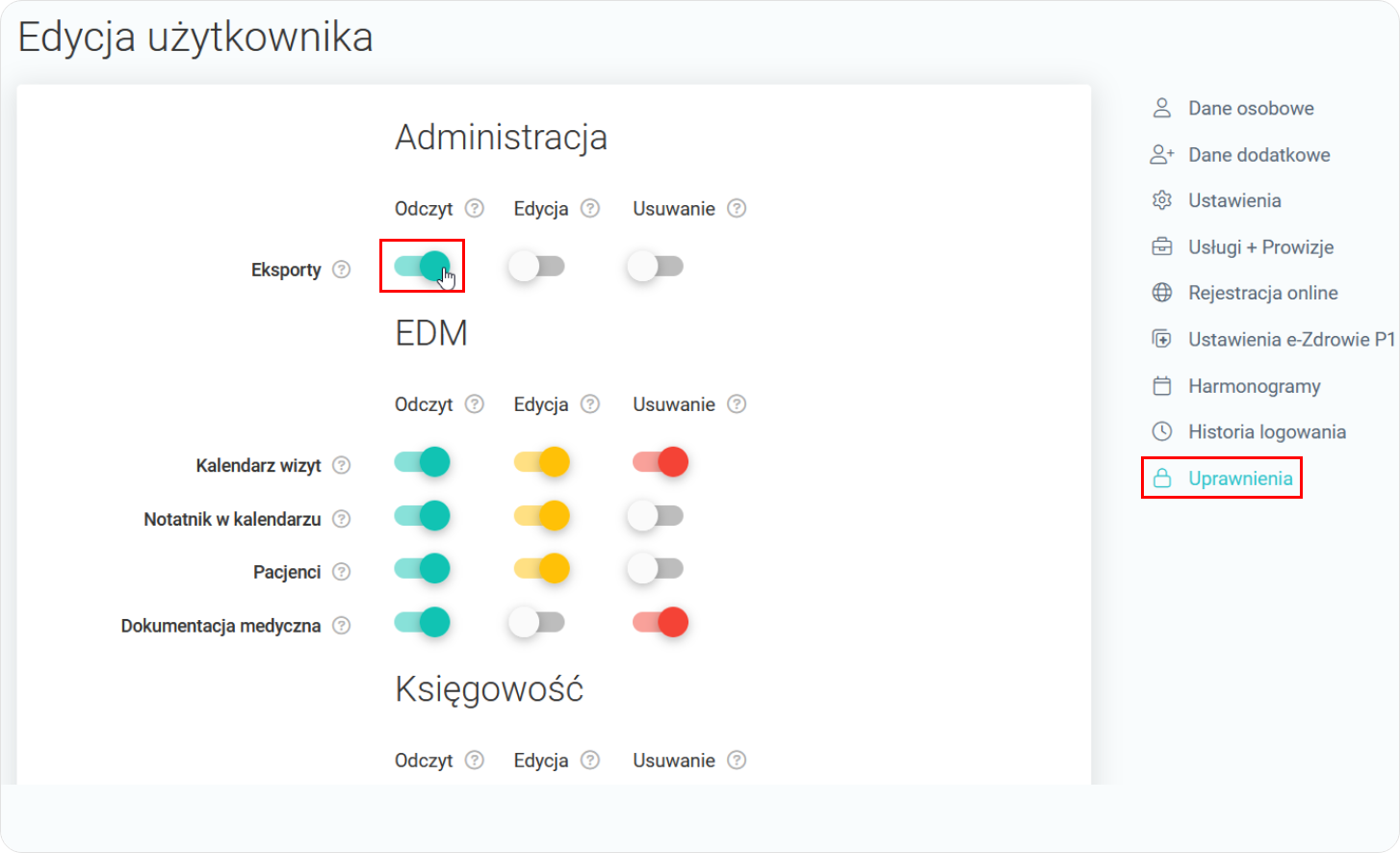 Uzupełnij zakładkę uprawnienia