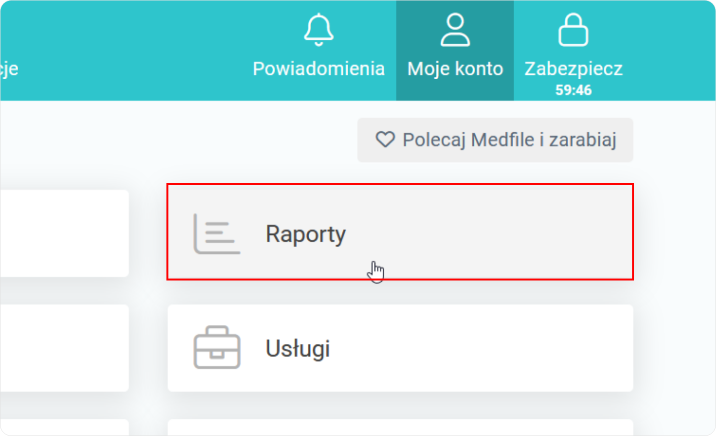 Wejdź do zakładki raporty