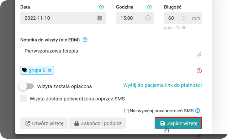 Kliknij przycisk zapisz wizytę 