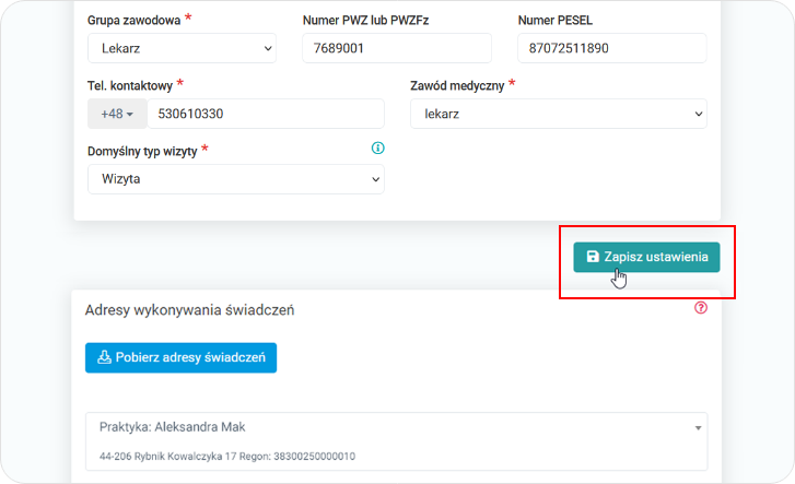 Zapisz wszystkie wprowadzone zmiany w ustawieniach