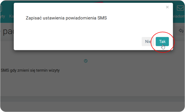 Zapisz ustawienia powiadomienia SMS