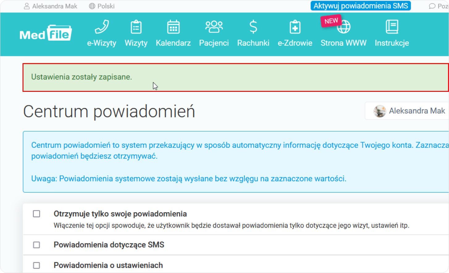 Powiadomienia zostały zapisane  