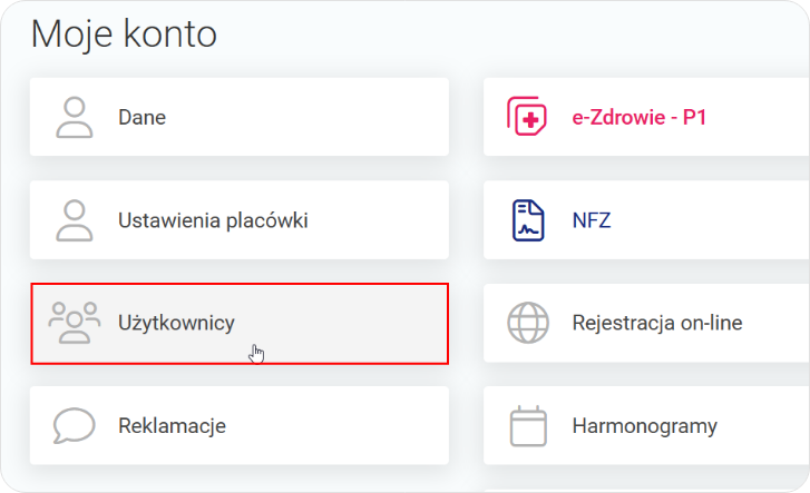 Wejdź w zakładkę użytkownicy